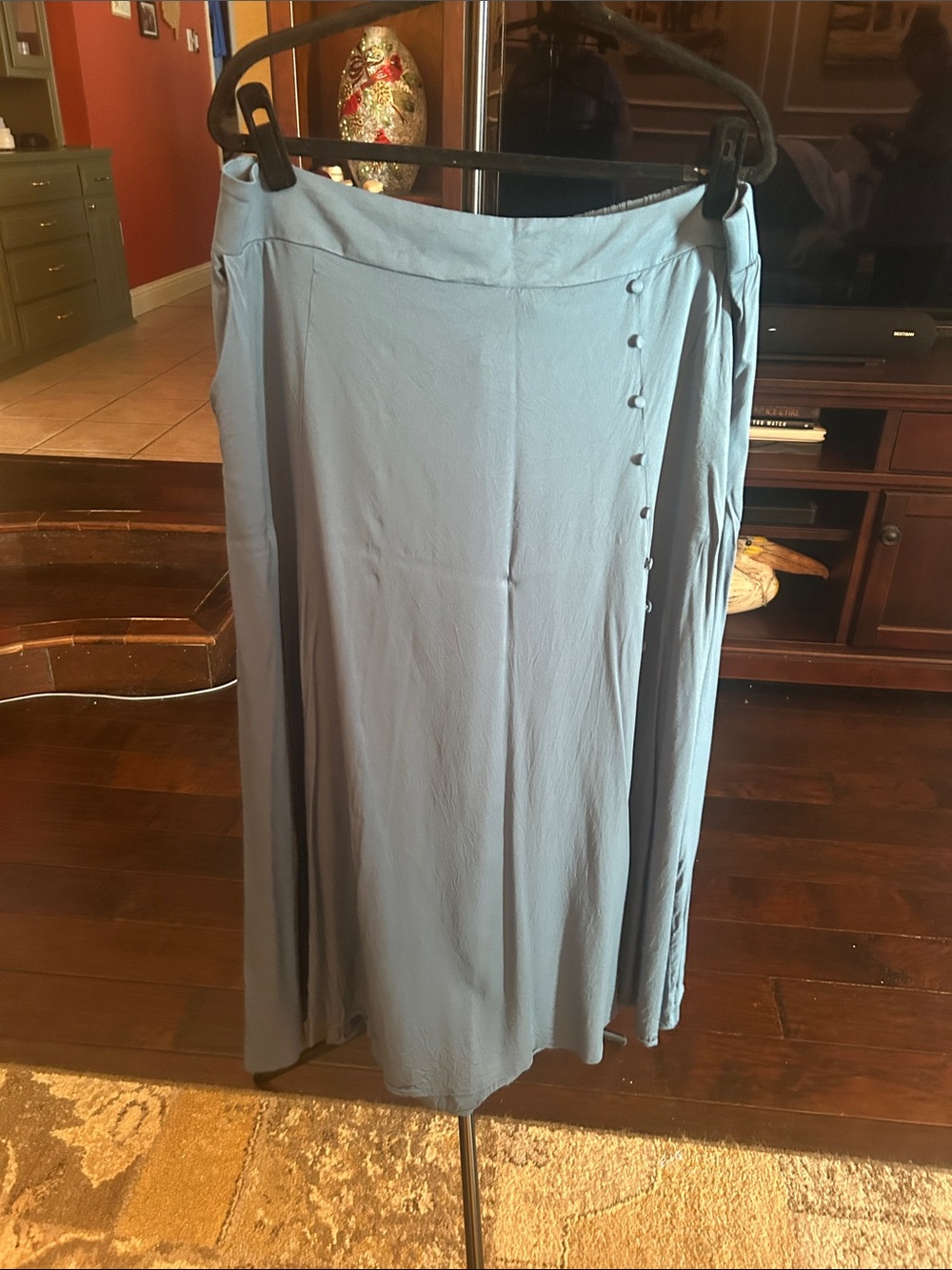 torrid Light Blue Maxi Skirt with Side Button Detail